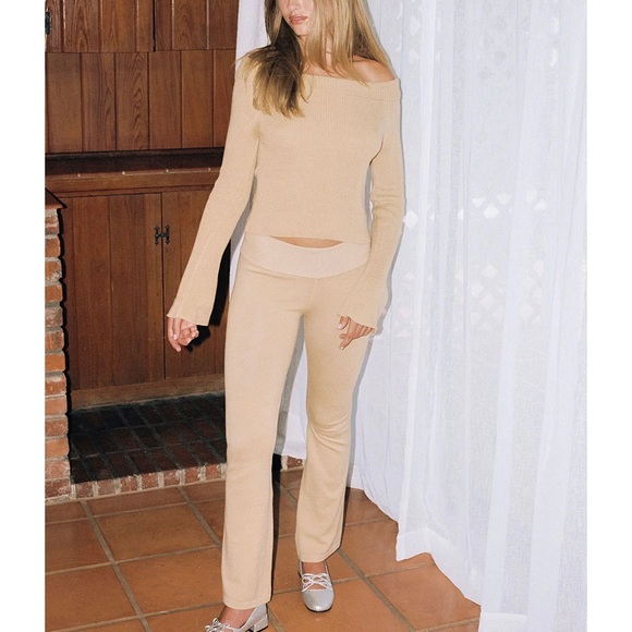 My Mum Made It Pants - My Mum Made It soft knit flare pants sand
